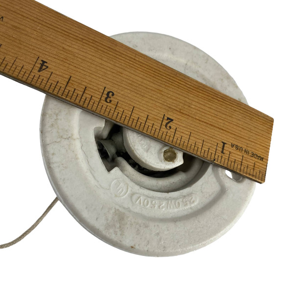 Vintage PAULDING Pull Chain Light Fixture Porcelain Wall Ceiling Mount 1621 250v - Picture 12 of 13